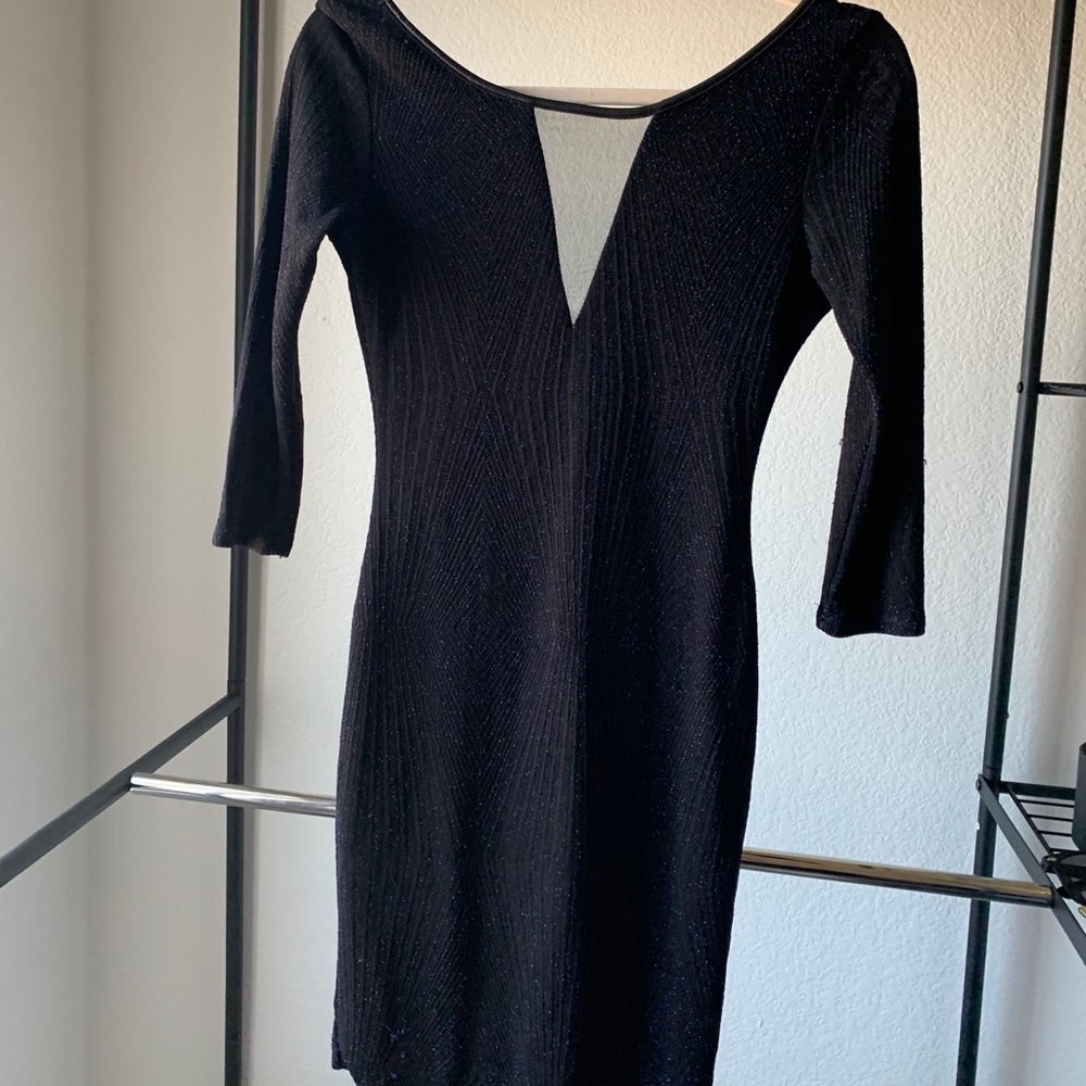 Black & Blue Shimmering Midi Bodycon Dress